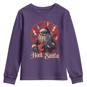 Funny Christmas Hail Santa Youth Sweatshirt Sleigher Heavy Metal Xmas TS11 Purple Print Your Wear