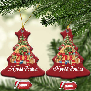 Hyvaa joulua Christmas Ornament Finland Xmas Yulegoat Xmas Tree Himmeli TS11 Christmas Tree Red Print Your Wear