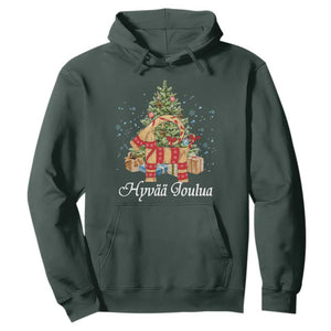 Hyv joulua Hoodie Finland Christmas Yulegoat Xmas Tree Himmeli TS11 Dark Forest Green Print Your Wear