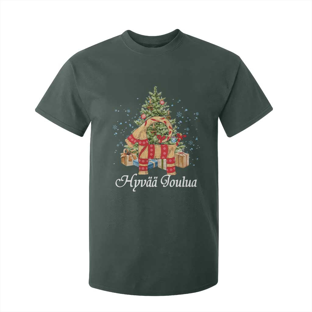 Hyv joulua T Shirt For Kid Finland Christmas Yulegoat Xmas Tree Himmeli TS11 Dark Forest Green Print Your Wear