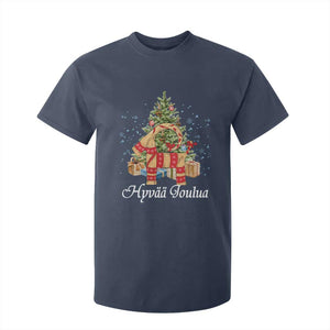 Hyv joulua T Shirt For Kid Finland Christmas Yulegoat Xmas Tree Himmeli TS11 Navy Print Your Wear