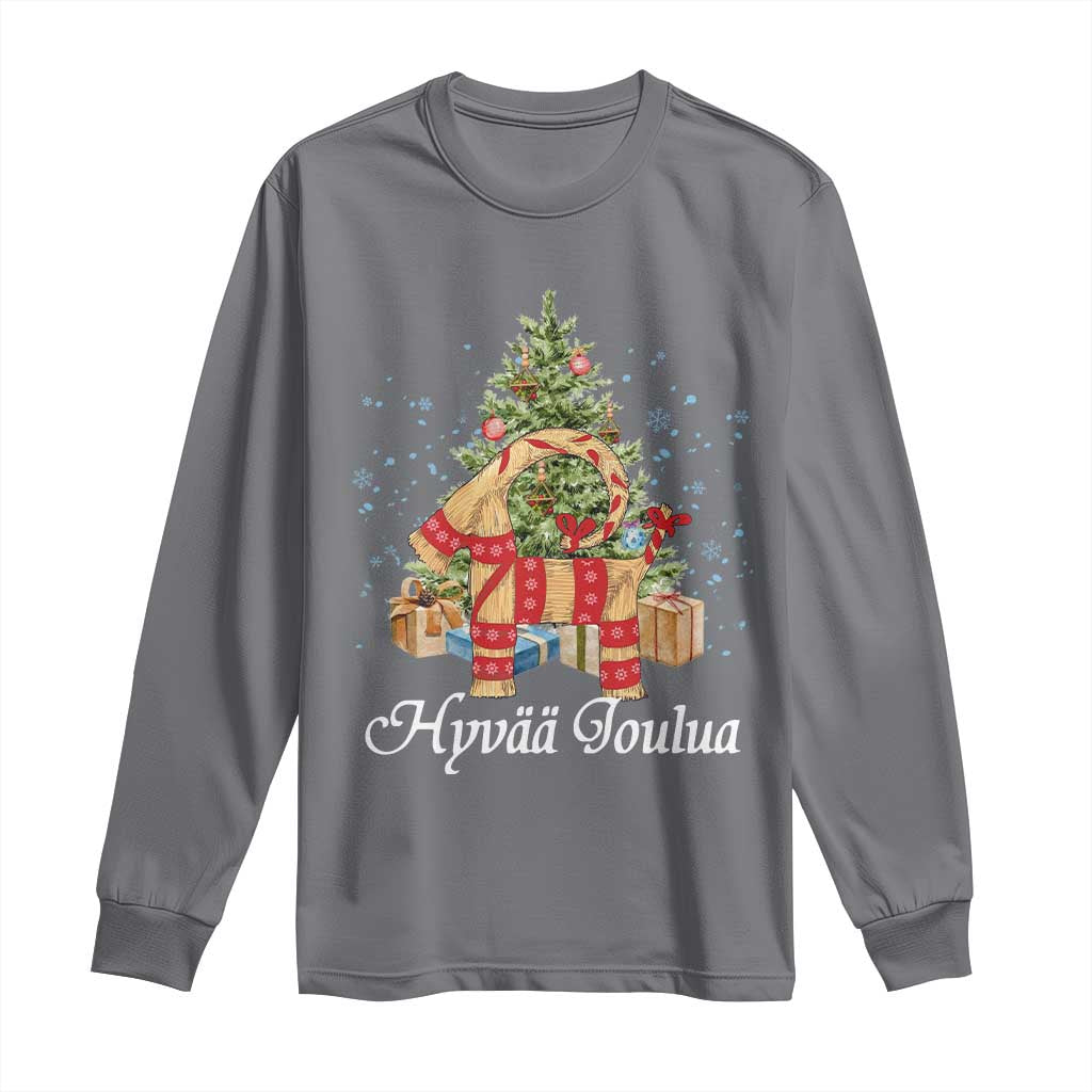 Hyv joulua Long Sleeve Shirt Finland Christmas Yulegoat Xmas Tree Himmeli TS11 Charcoal Print Your Wear