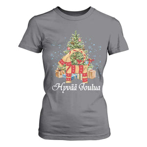 Hyv joulua T Shirt For Women Finland Christmas Yulegoat Xmas Tree Himmeli TS11 Charcoal Print Your Wear