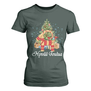 Hyv joulua T Shirt For Women Finland Christmas Yulegoat Xmas Tree Himmeli TS11 Dark Forest Green Print Your Wear