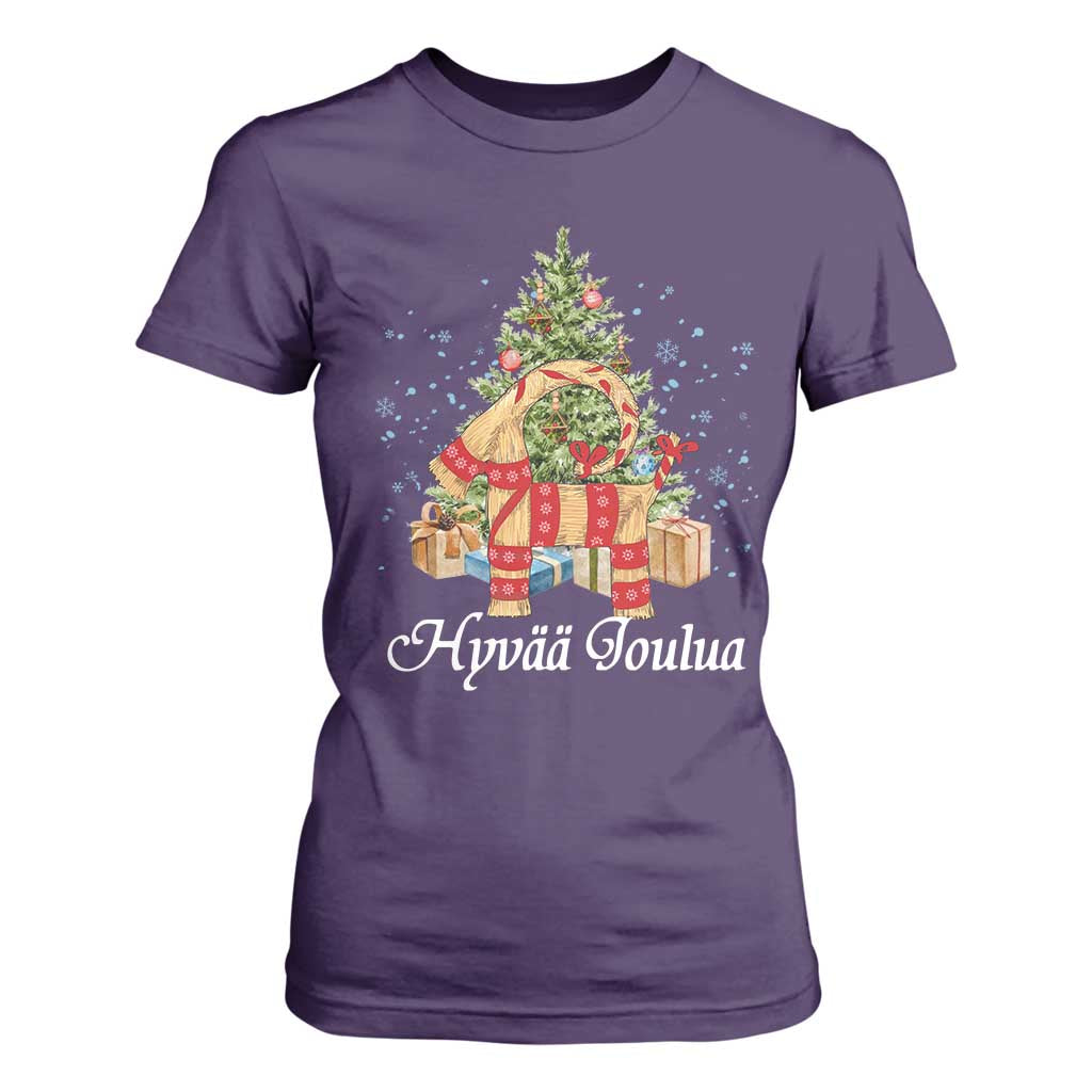Hyv joulua T Shirt For Women Finland Christmas Yulegoat Xmas Tree Himmeli TS11 Purple Print Your Wear