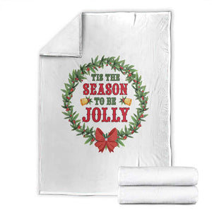 Funny Weed Christmas Throw Blanket Tis The Season To Be Jolly Xmas Wreath TS11 White Print Your Wear