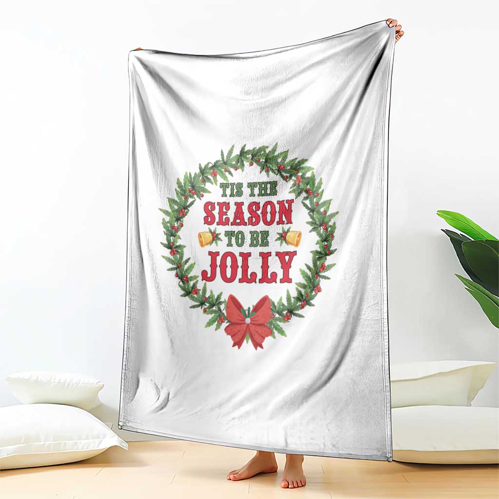 Funny Weed Christmas Throw Blanket Tis The Season To Be Jolly Xmas Wreath TS11 Print Your Wear