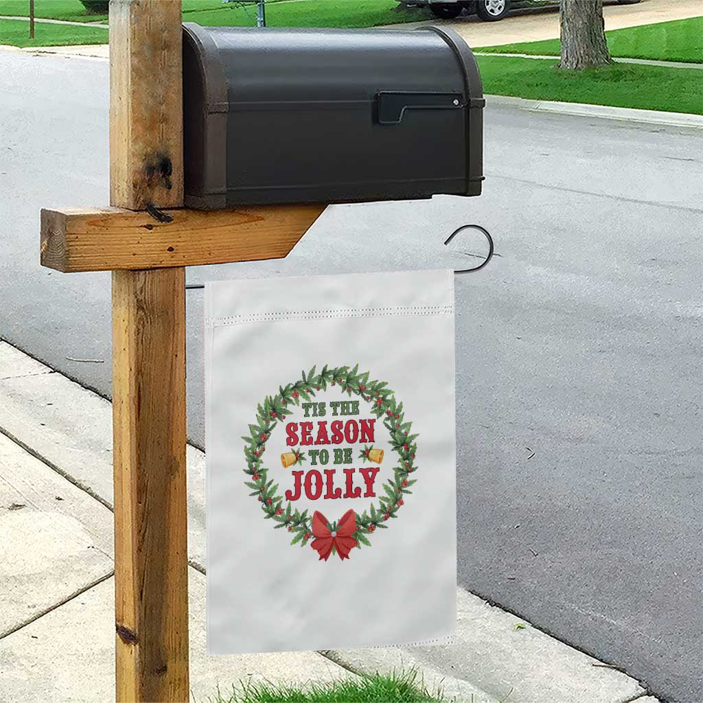 Funny Weed Christmas Garden Flag Tis The Season To Be Jolly Xmas Wreath TS11 Print Your Wear