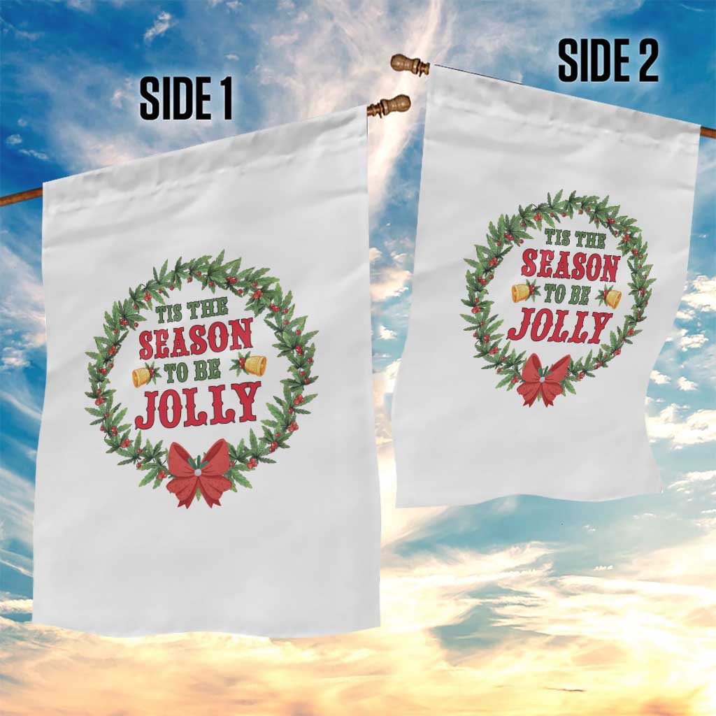 Funny Weed Christmas Garden Flag Tis The Season To Be Jolly Xmas Wreath TS11 Print Your Wear