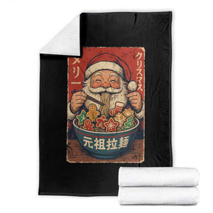 Santa Eating Ramen Noodles Japanese Christmas Throw Blanket TS11 Black Print Your Wear