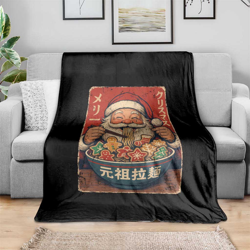 Santa Eating Ramen Noodles Japanese Christmas Throw Blanket TS11 Print Your Wear
