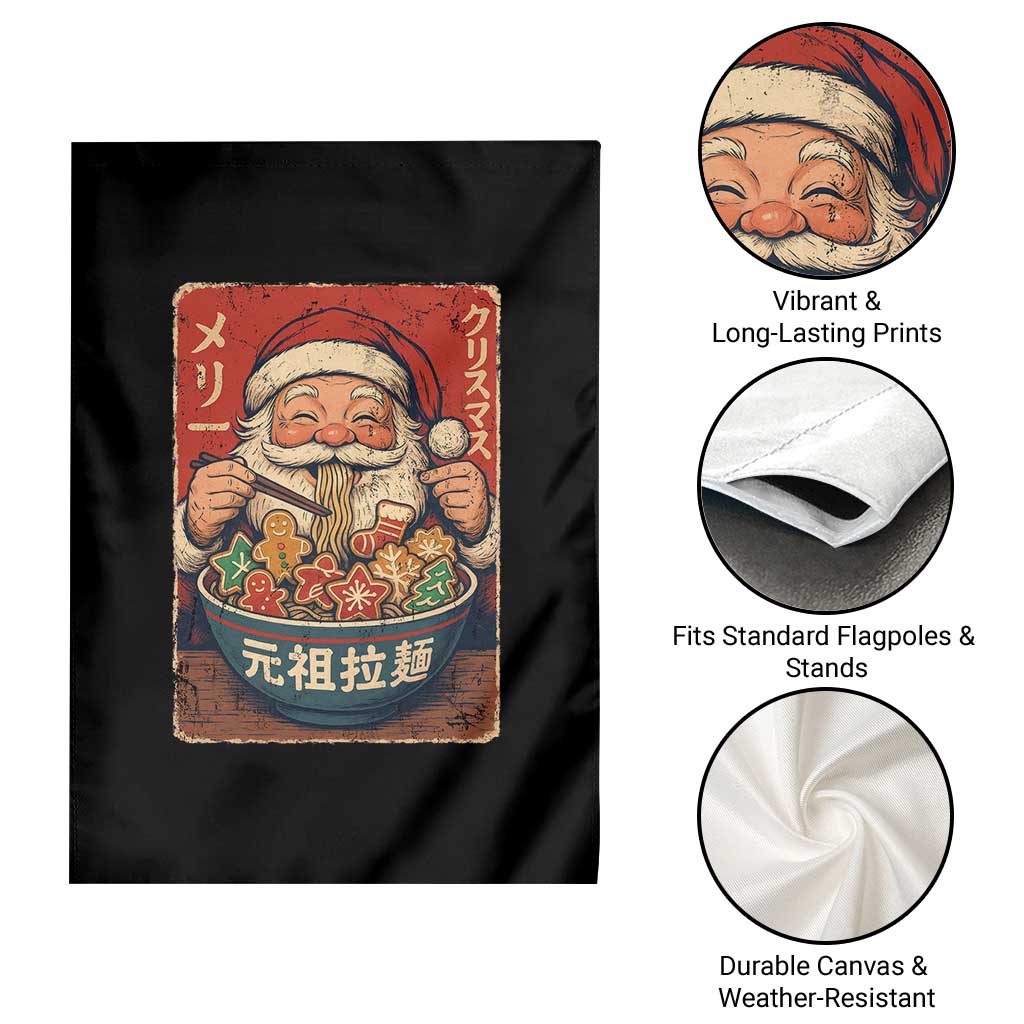 Santa Eating Ramen Noodles Japanese Christmas Garden Flag TS11 Print Your Wear