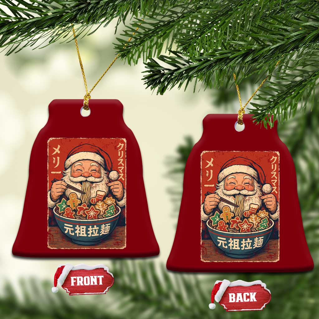 Santa Eating Ramen Noodles Japanese Christmas Ceramic Ornament TS11 Print Your Wear