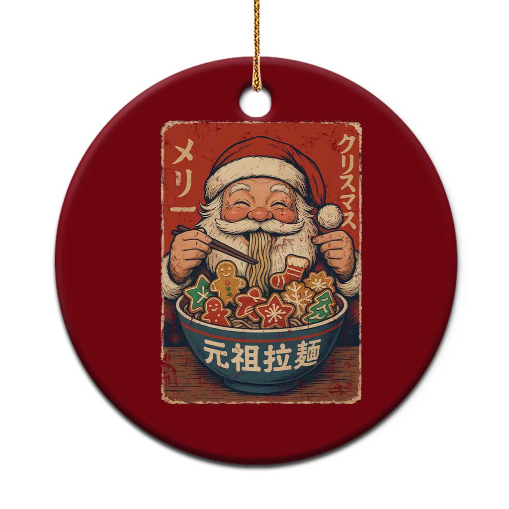 Santa Eating Ramen Noodles Japanese Christmas Ceramic Ornament TS11 1pc Red Print Your Wear