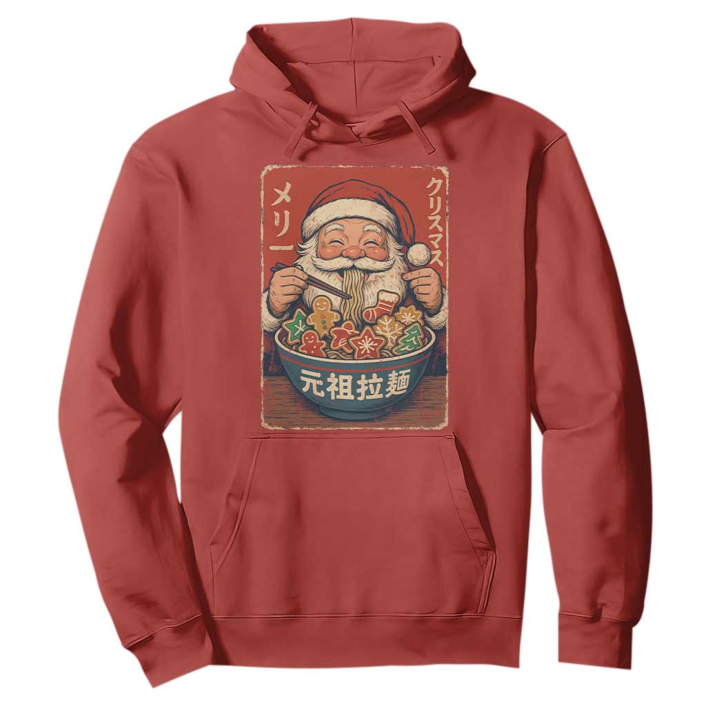 Santa Eating Ramen Noodles Japanese Christmas Hoodie TS11 Red Print Your Wear
