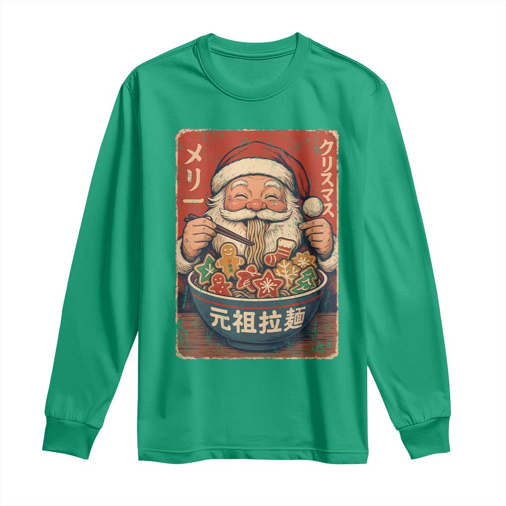 Santa Eating Ramen Noodles Japanese Christmas Long Sleeve Shirt TS11 Irish Green Print Your Wear