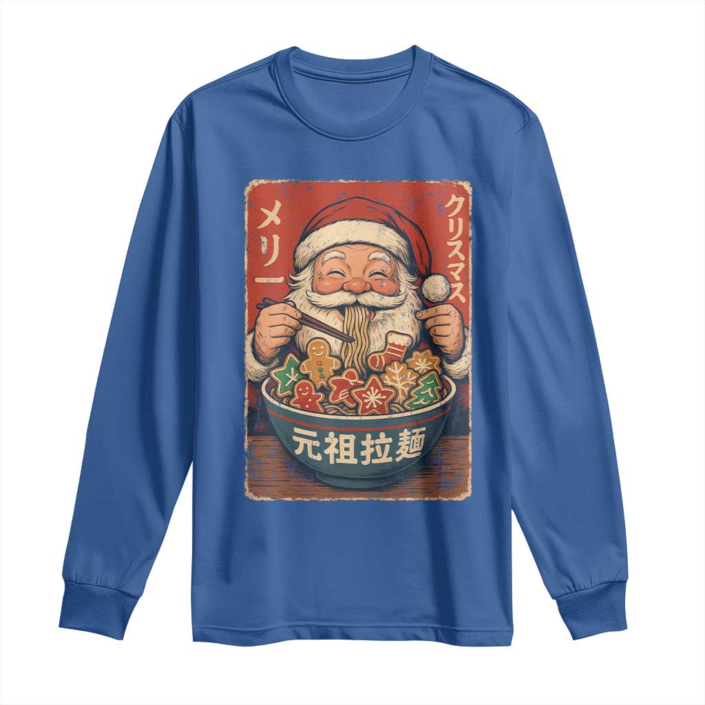 Santa Eating Ramen Noodles Japanese Christmas Long Sleeve Shirt TS11 Royal Blue Print Your Wear