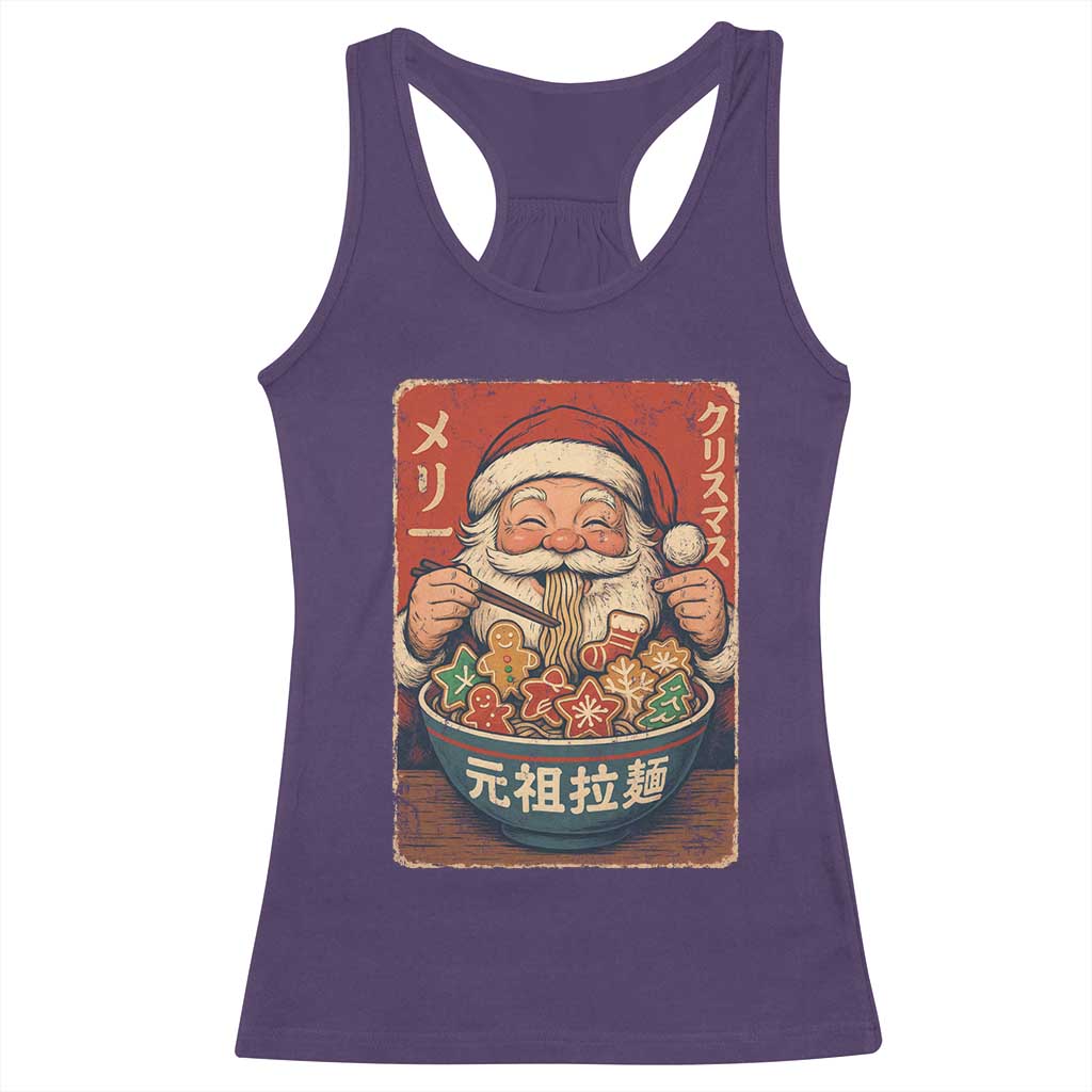 Santa Eating Ramen Noodles Japanese Christmas Racerback Tank Top TS11 Purple Print Your Wear