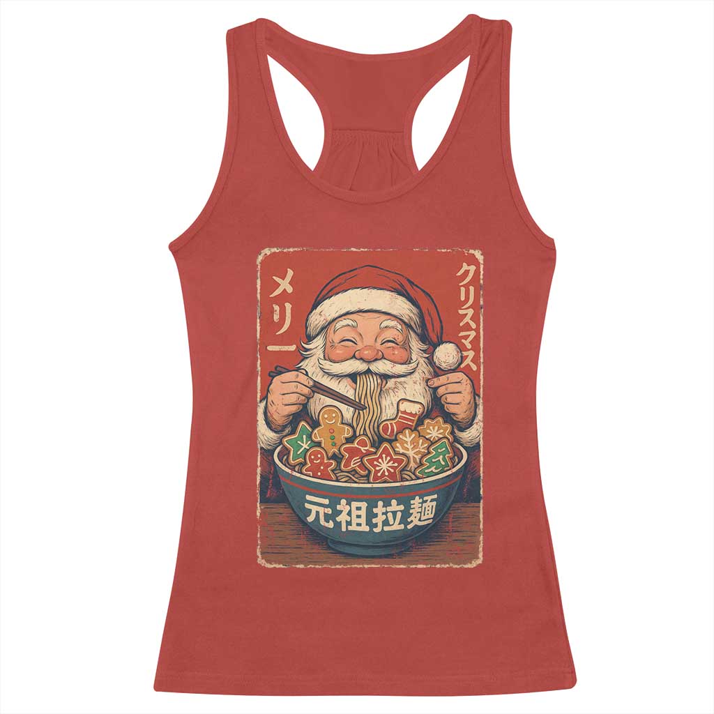 Santa Eating Ramen Noodles Japanese Christmas Racerback Tank Top TS11 Red Print Your Wear