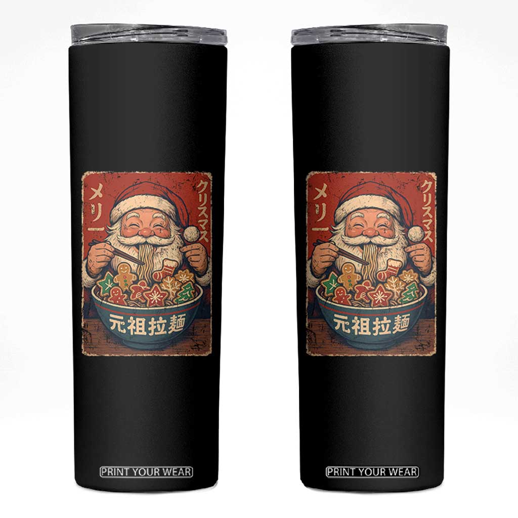 Santa Eating Ramen Noodles Japanese Christmas Skinny Tumbler TS11 Black Print Your Wear
