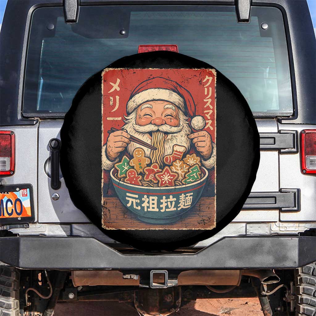 Santa Eating Ramen Noodles Japanese Christmas Spare Tire Cover TS11 No hole Black Print Your Wear