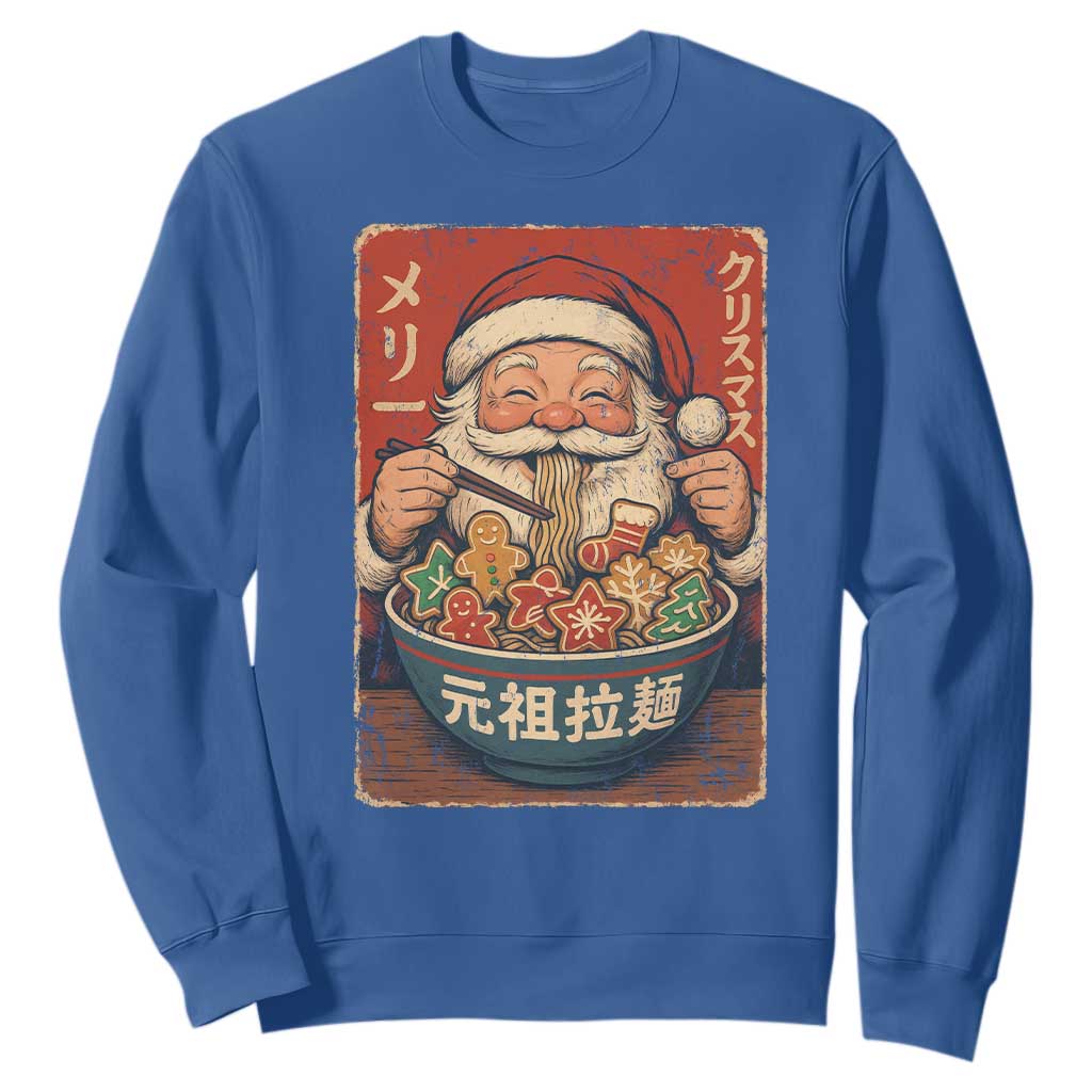 Santa Eating Ramen Noodles Japanese Christmas Sweatshirt TS11 Royal Blue Print Your Wear