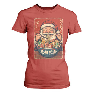 Santa Eating Ramen Noodles Japanese Christmas T Shirt For Women TS11 Red Print Your Wear