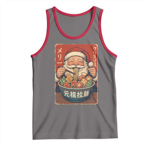 Santa Eating Ramen Noodles Japanese Christmas Tank Top TS11 Deep Heather Red Print Your Wear