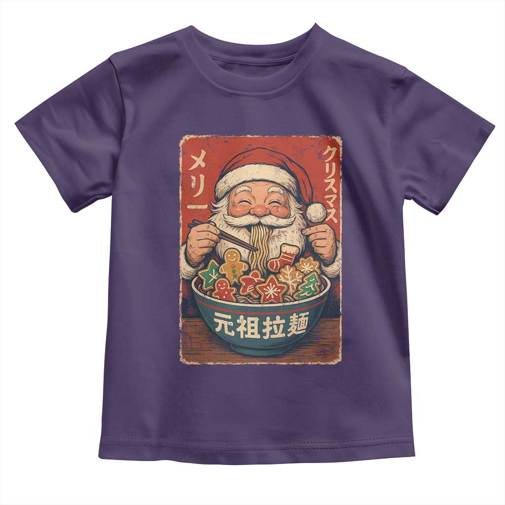 Santa Eating Ramen Noodles Japanese Christmas Toddler T Shirt TS11 Purple Print Your Wear