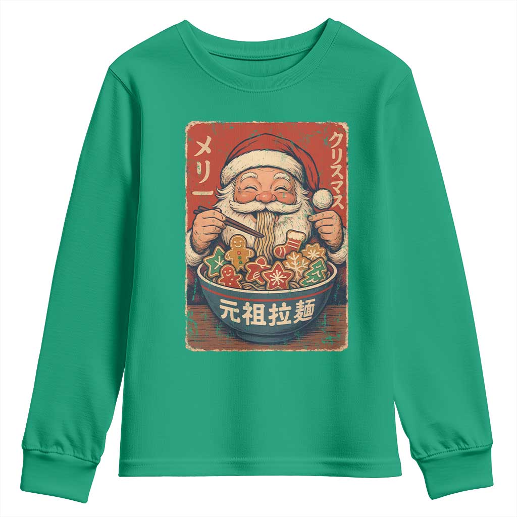 Santa Eating Ramen Noodles Japanese Christmas Youth Sweatshirt TS11 Irish Green Print Your Wear
