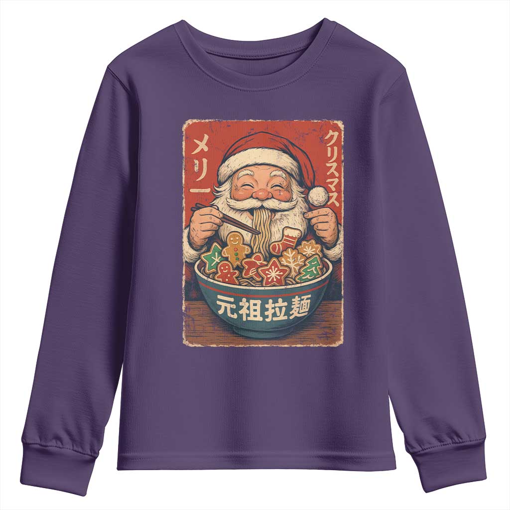 Santa Eating Ramen Noodles Japanese Christmas Youth Sweatshirt TS11 Purple Print Your Wear