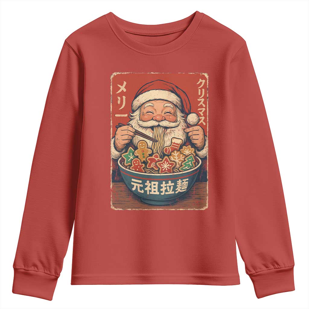 Santa Eating Ramen Noodles Japanese Christmas Youth Sweatshirt TS11 Red Print Your Wear