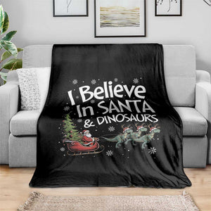 Funny Christmas Dino Throw Blanket I Believe In Santa And Dinosaur TS11 Print Your Wear