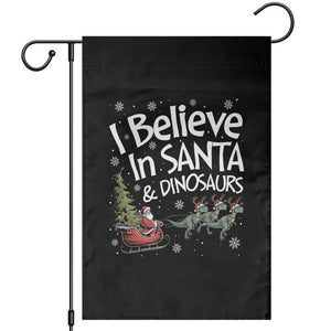 Funny Christmas Dino Garden Flag I Believe In Santa And Dinosaur TS11 Black Print Your Wear