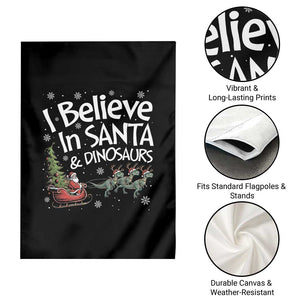 Funny Christmas Dino Garden Flag I Believe In Santa And Dinosaur TS11 Print Your Wear