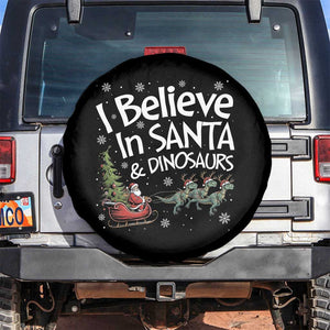 Funny Christmas Dino Spare Tire Cover I Believe In Santa And Dinosaur TS11 No hole Black Print Your Wear