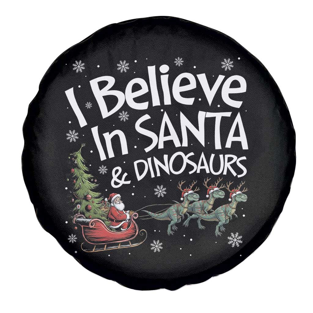 Funny Christmas Dino Spare Tire Cover I Believe In Santa And Dinosaur TS11 Print Your Wear