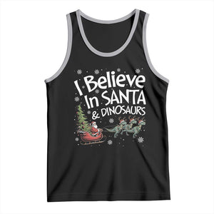 Funny Christmas Dino Tank Top I Believe In Santa And Dinosaur - Print Your Wear