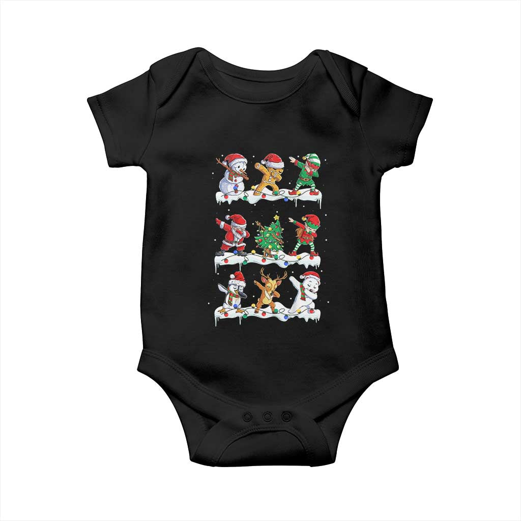 Dabbing Santa Elf Friends Christmas Light Baby Onesie TS11 Black Print Your Wear