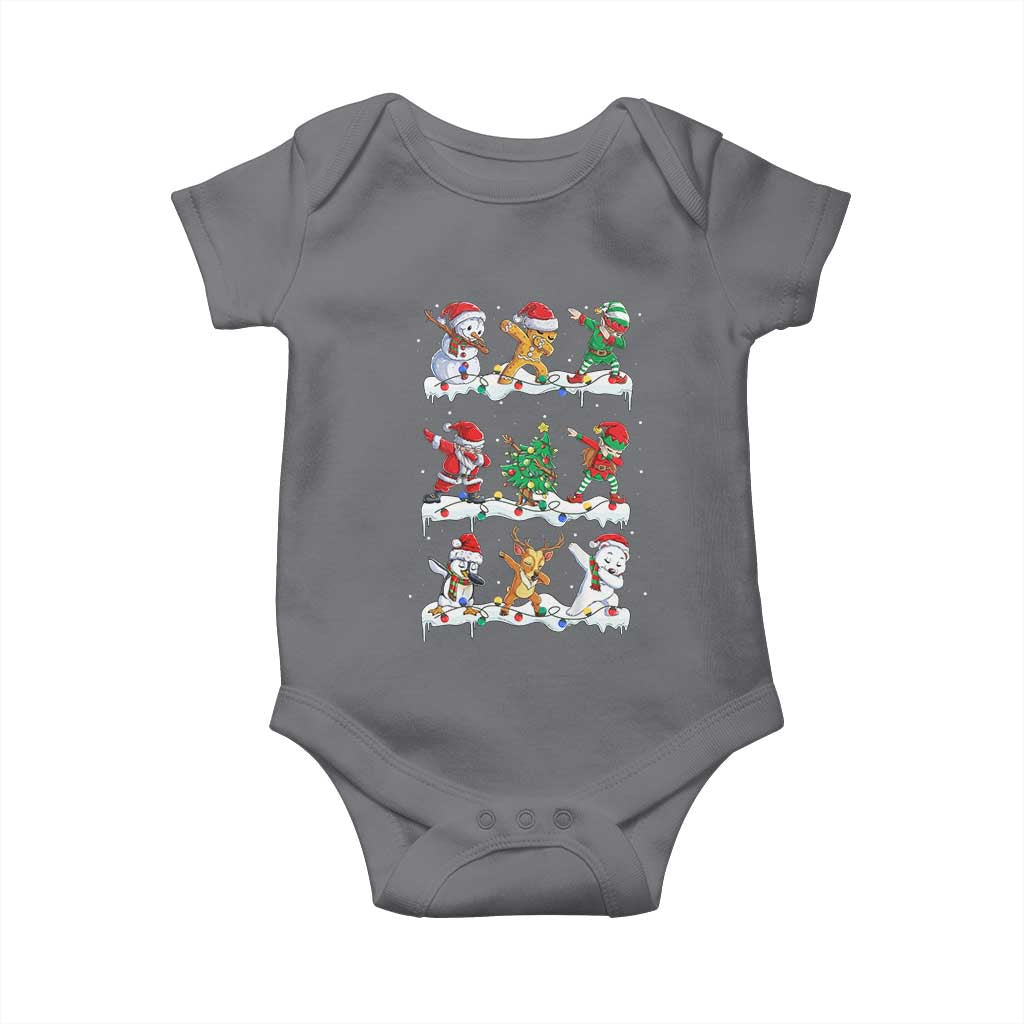 Dabbing Santa Elf Friends Christmas Light Baby Onesie TS11 Charcoal Print Your Wear
