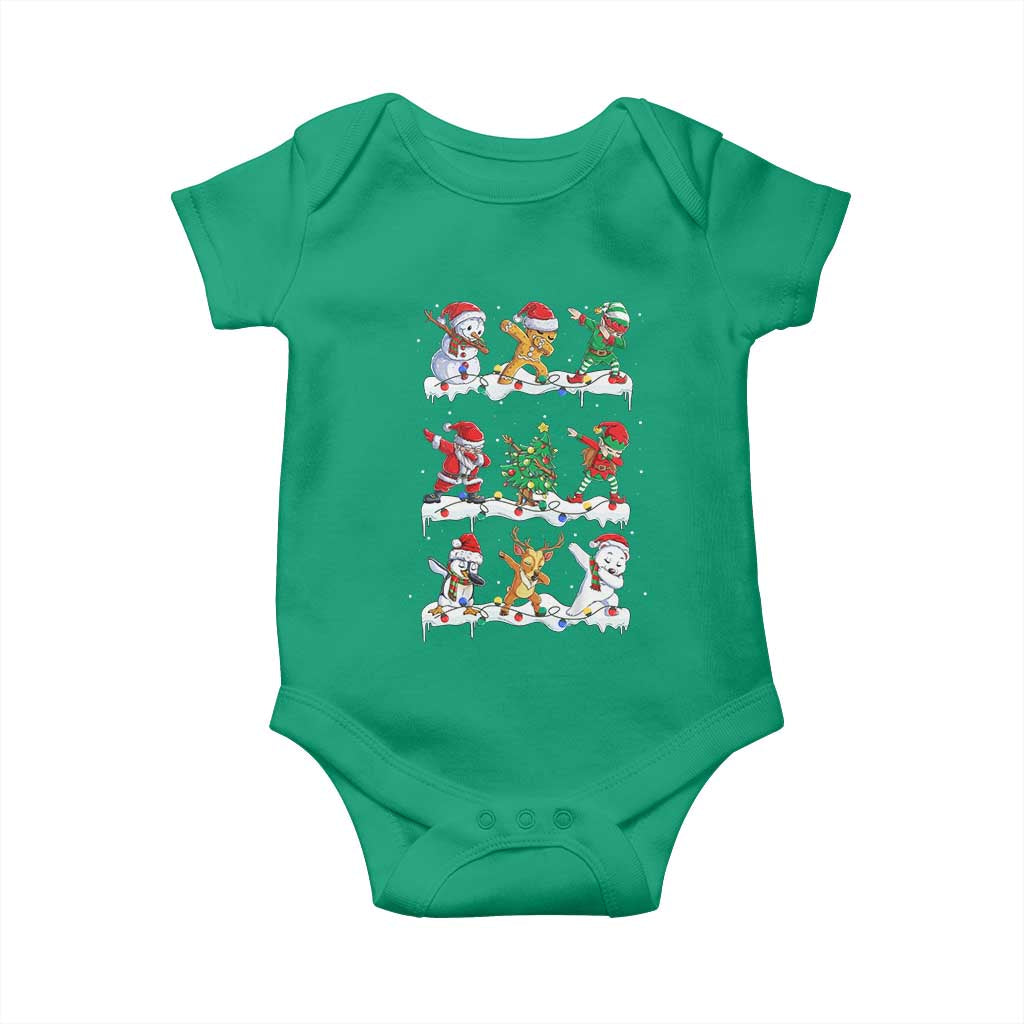 Dabbing Santa Elf Friends Christmas Light Baby Onesie TS11 Irish Green Print Your Wear