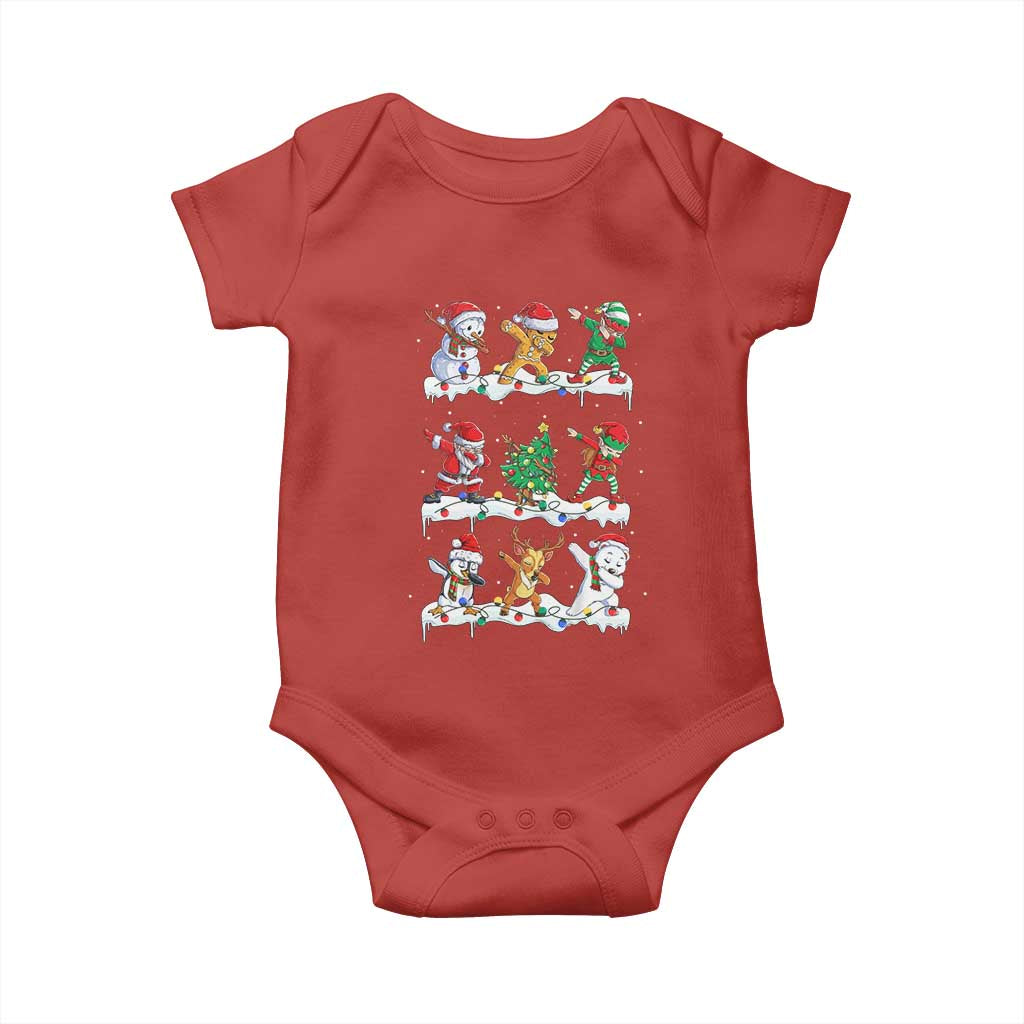 Dabbing Santa Elf Friends Christmas Light Baby Onesie TS11 Red Print Your Wear