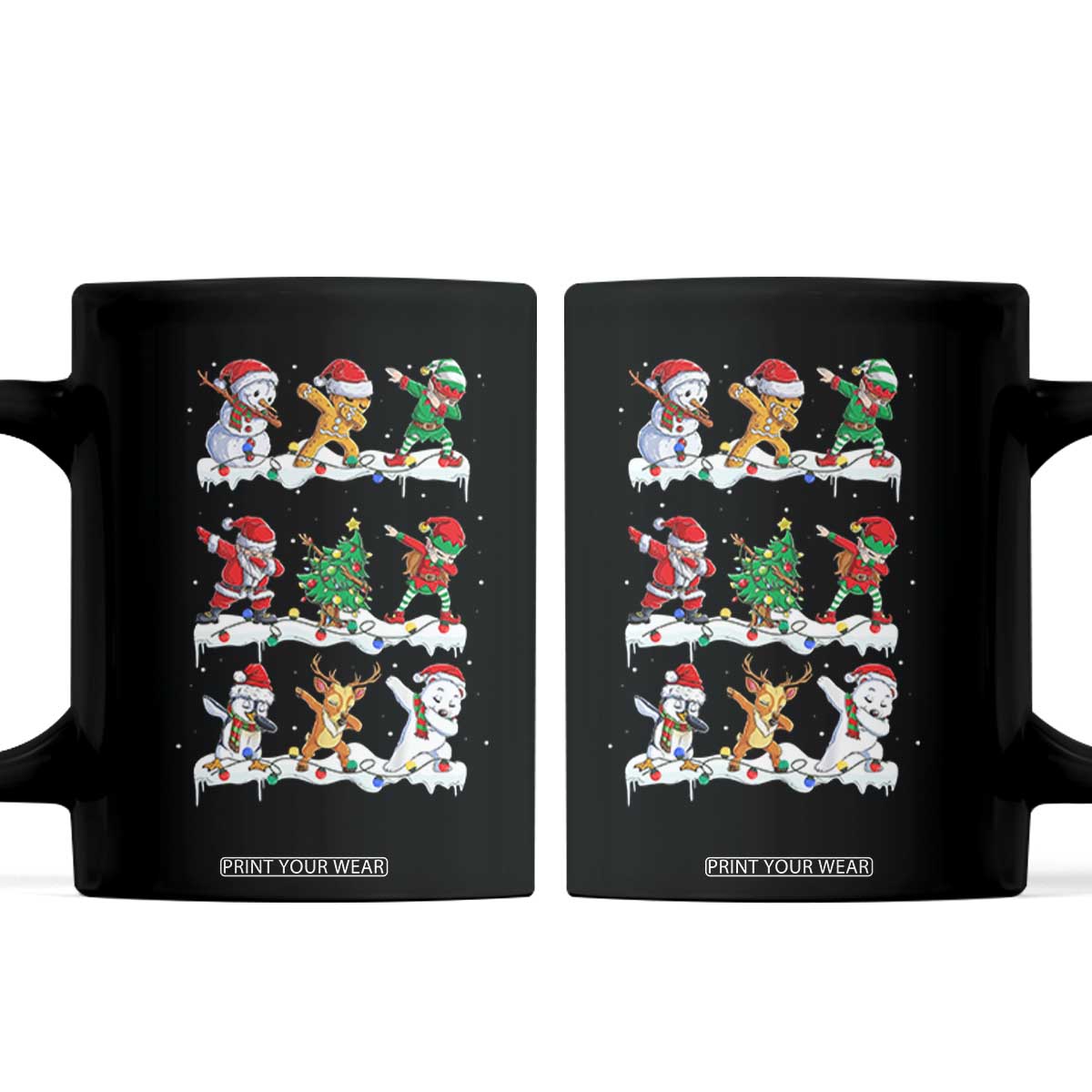 Dabbing Santa Elf Friends Christmas Light Coffee Mug TS11 Black Print Your Wear