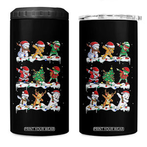 Dabbing Santa Elf Friends Christmas Light 4 in 1 Can Cooler Tumbler TS11 One Size: 16 oz Black Print Your Wear