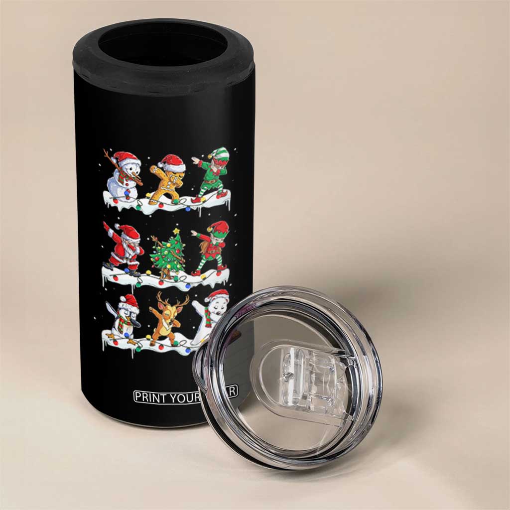 Dabbing Santa Elf Friends Christmas Light 4 in 1 Can Cooler Tumbler TS11 Print Your Wear