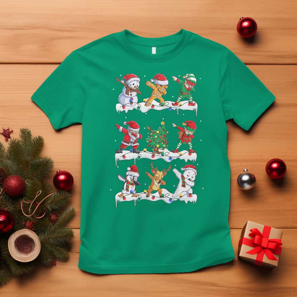 Dabbing Santa Elf Friends Christmas Light T Shirt TS11 Irish Green Print Your Wear