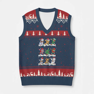 Dabbing Santa Elf Friends Xmas Light V-Neck Knit Sweater Vest TS11 Navy Red Print Your Wear