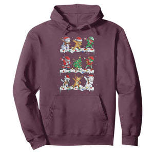 Dabbing Santa Elf Friends Christmas Light Hoodie TS11 Maroon Print Your Wear