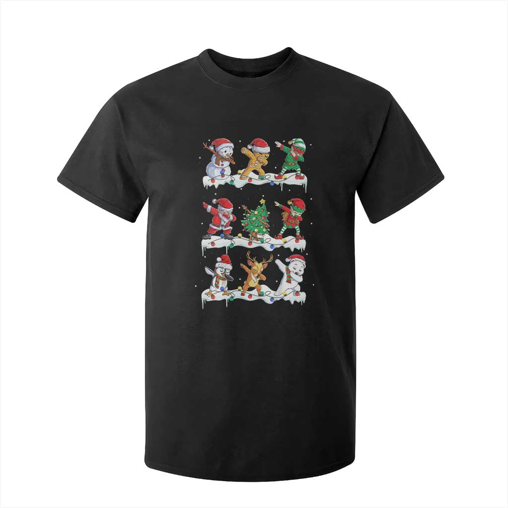 Dabbing Santa Elf Friends Christmas Light T Shirt For Kid TS11 Black Print Your Wear