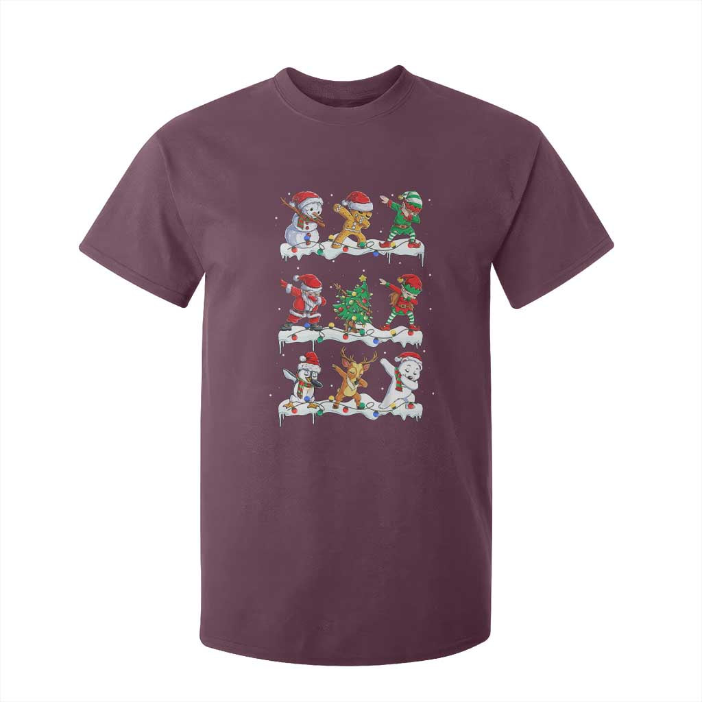 Dabbing Santa Elf Friends Christmas Light T Shirt For Kid TS11 Maroon Print Your Wear